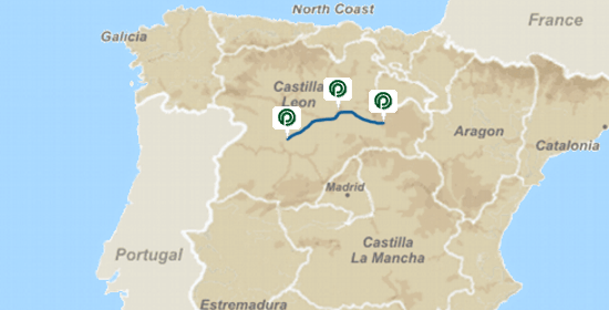Map of Duero wine route