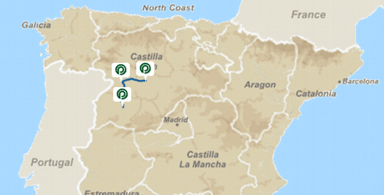 Map of Rueda and Toro Wine route