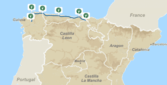 Map of Santiago de Compostela Route